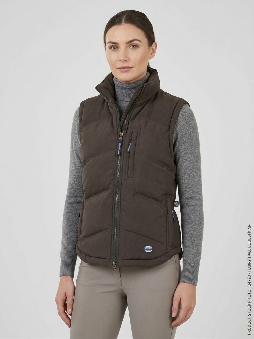 Harry Hall Equestrian Brown Quilted Puffer Vest Size S British Riding Gilet